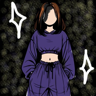 realistic girl faceless with baggy pants and a crop top