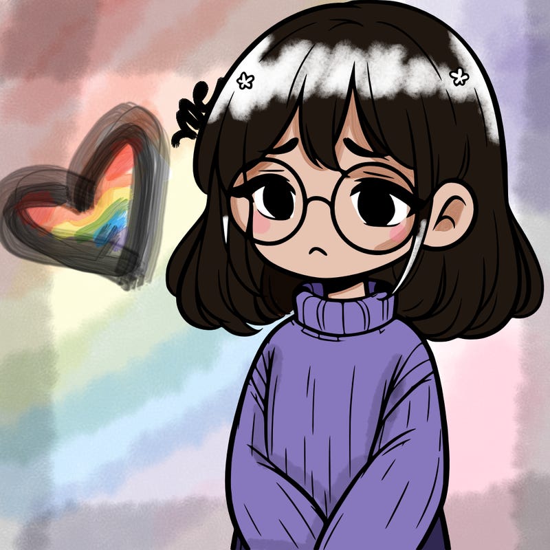 sad girl with glasses in a sweater