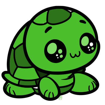 cute little animated turtle
