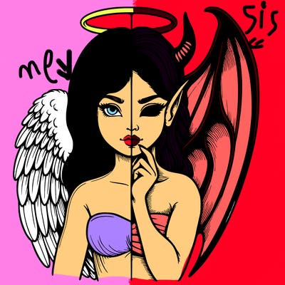 realistic angel half demon