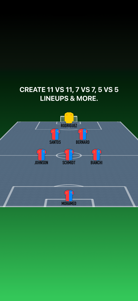 Soccer Lineup Builder 11 Pro - Soccer tactical lineup builder showing a custom team formation on a pitch