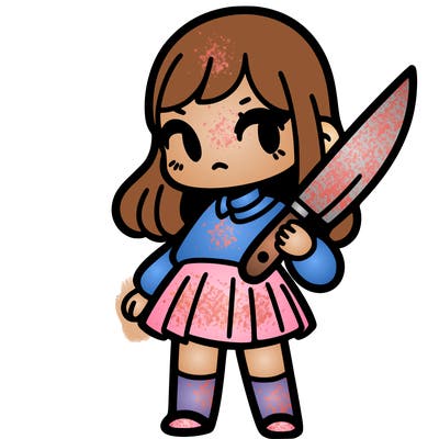 girl with a knife realisic