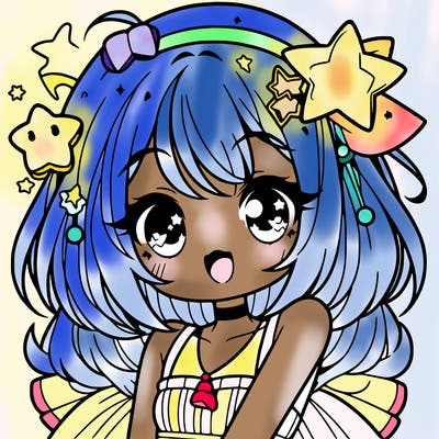 cute anime girl with star accessories