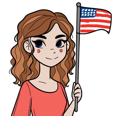 hot girl holding a flag