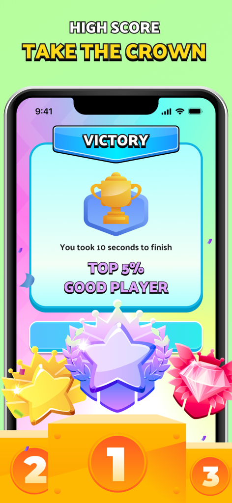 Quick Draw: AI Guess Drawing - Victory screen in the Quick Draw AI Guess Drawing mobile game featuring high scores and ranking badges.