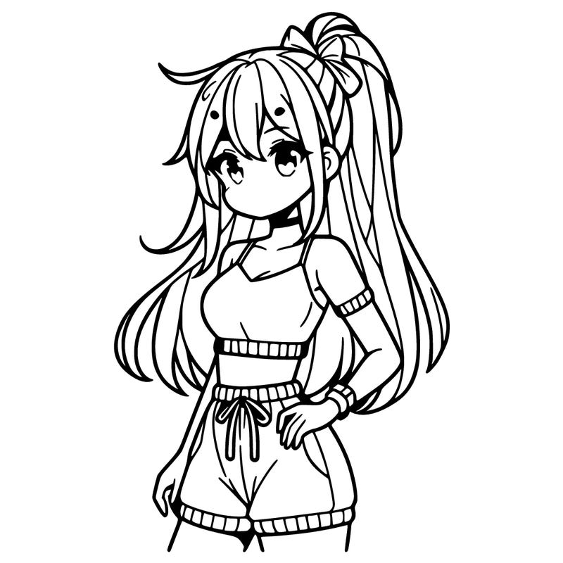 anime girl wearing crop top