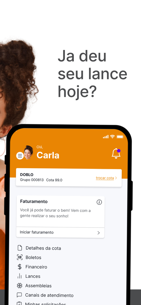 Startbildschirm der Consorcio Cresol App mit Kontodetails und Finanzmanagementoptionen
