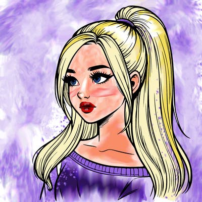 realistic girl with a high ponytail