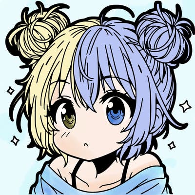 a manga girl with messy small buns