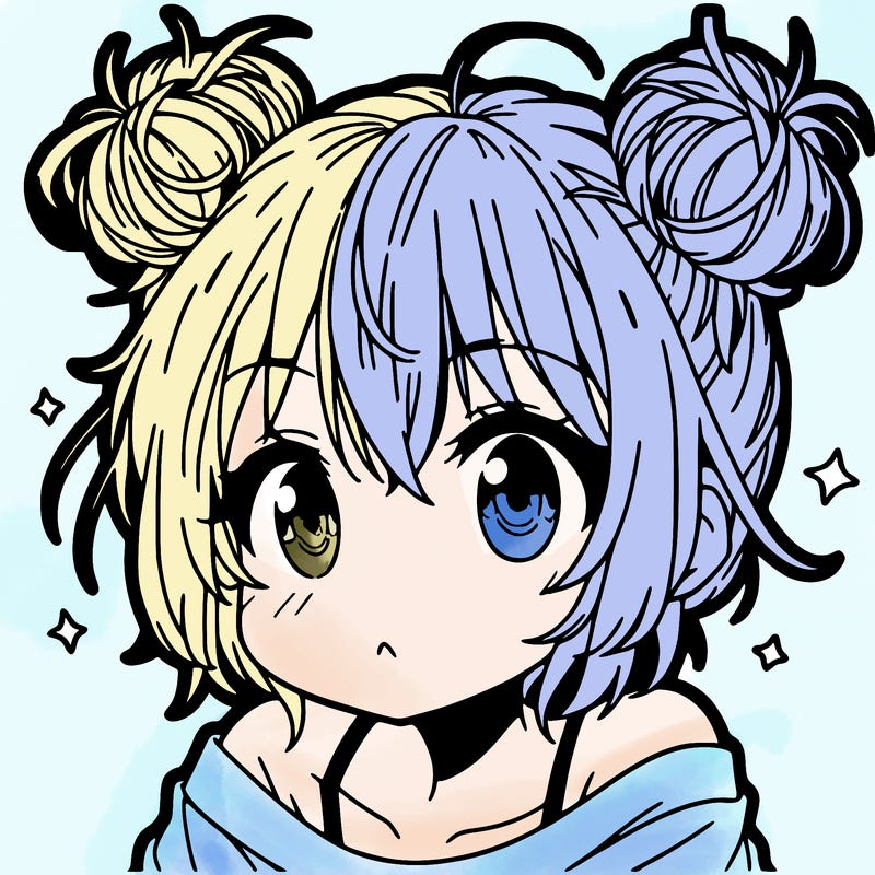 a manga girl with messy small buns