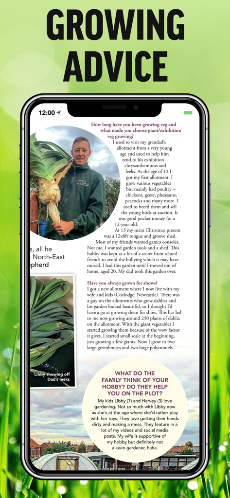 Kitchen Garden Magazine - Kitchen Garden Magazine app article about growing exhibition vegetables.