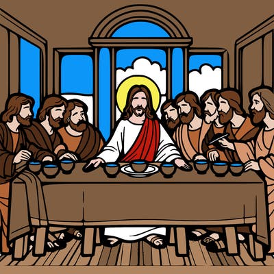 jesus shares the last supper with twelve apostles