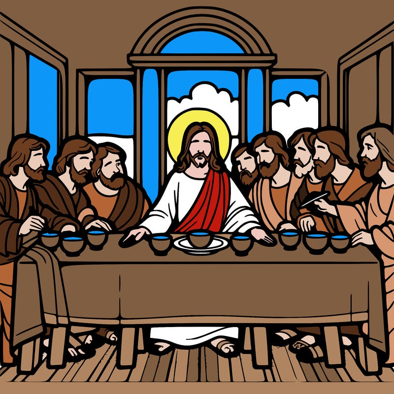 jesus shares the last supper with twelve apostles