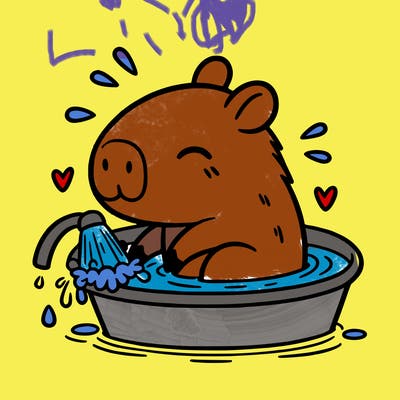 capybara taking a bath