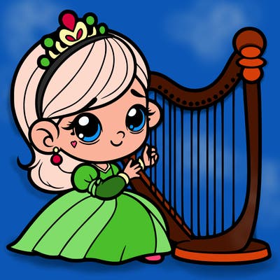 princess playing the harp
