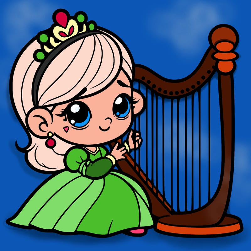 princess playing the harp
