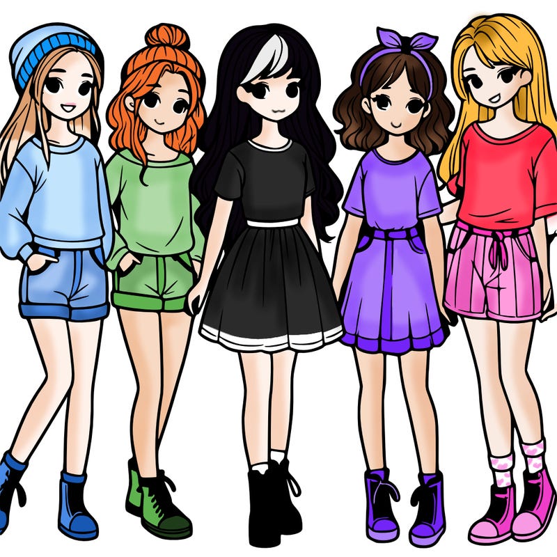 a group of five girls