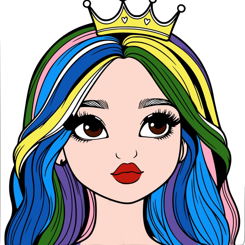 a realistic girl with a crown on