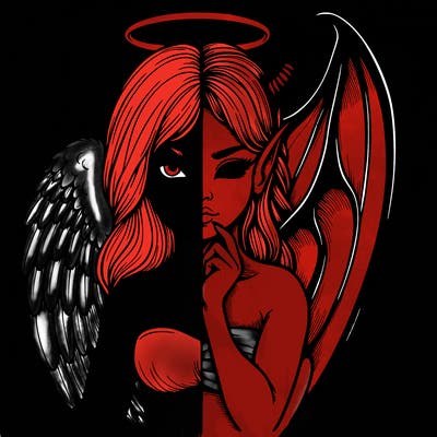 realistic angel half demon