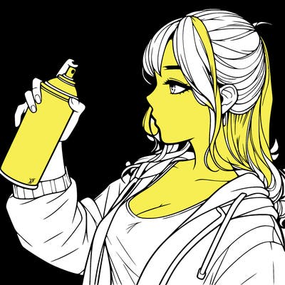 a realistic girl spray, painting
