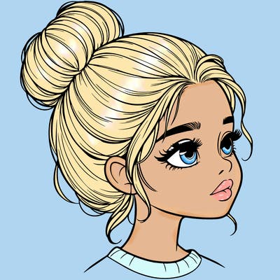 realistic girl with bun