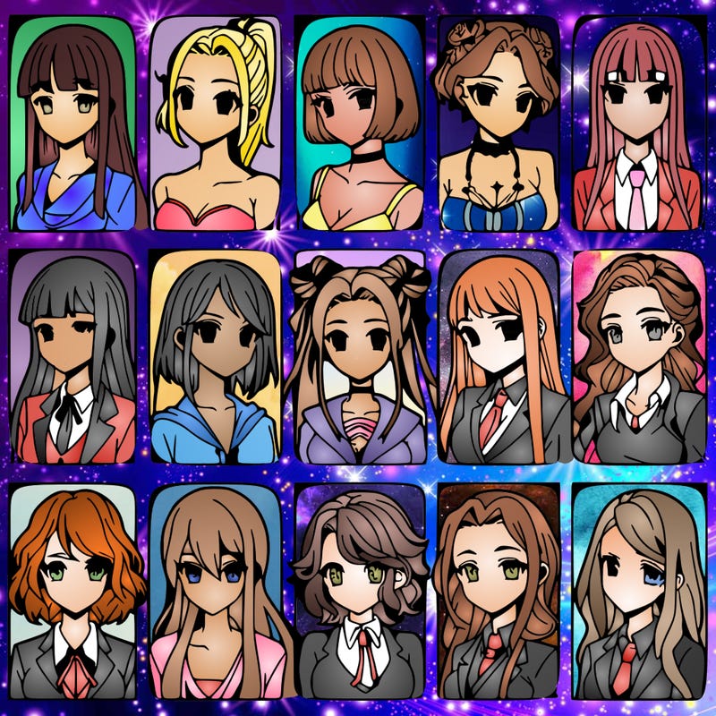 girls that look diffrent anime