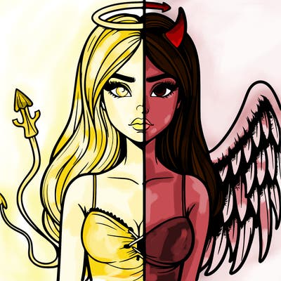 devil vs angel realistic girl