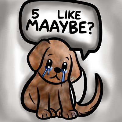 a puppy that says 5 like maybe