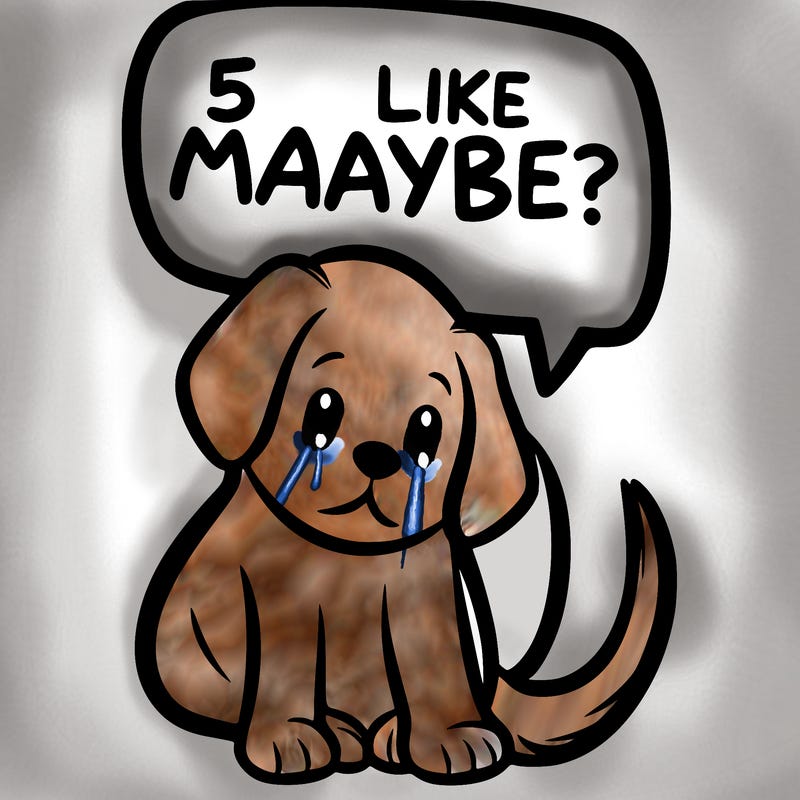 a puppy that says 5 like maybe