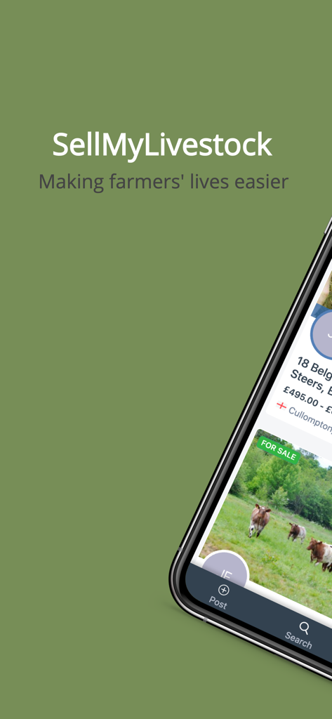 SellMyLivestock app interface showing a cattle listing for sale