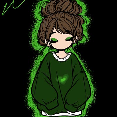 girl with baggy sweatshirt and messy bun