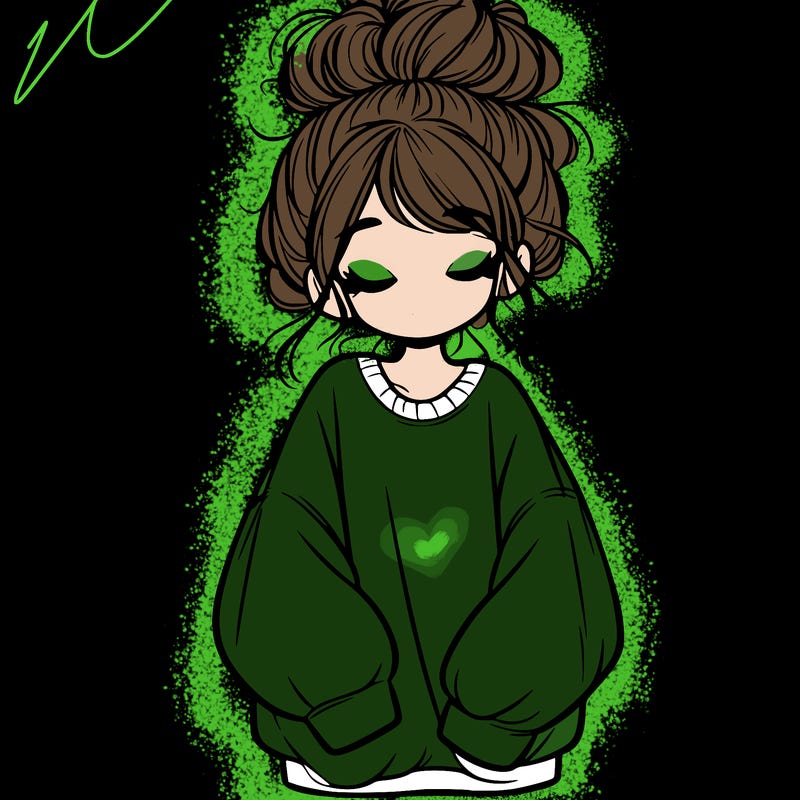 girl with baggy sweatshirt and messy bun