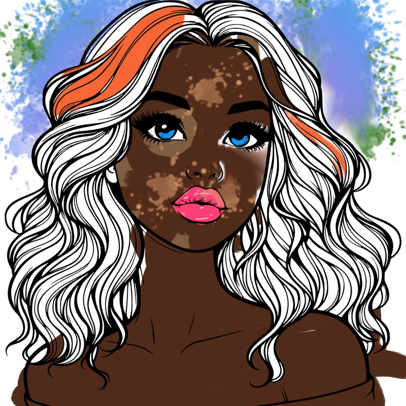 realistic girl with wavy hair and lips