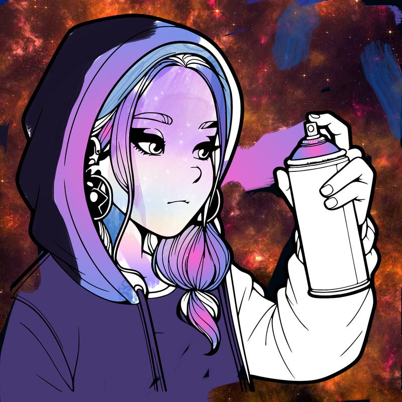 a realistic girl, spray painting