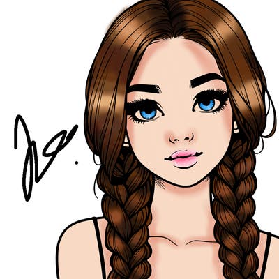 realistic girl with braids