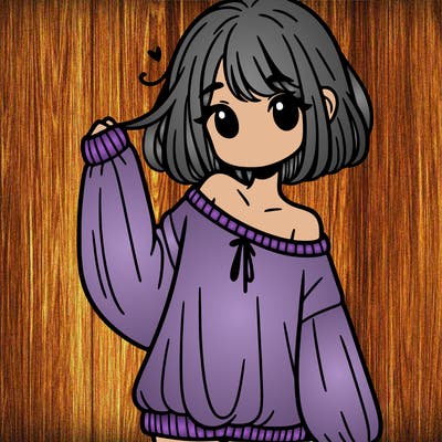 girl in baggy sweater hanging off her shoulder