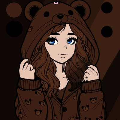 realistic girl in a animal pjs hoodie