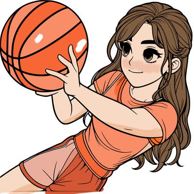 realistic girl playing basketball