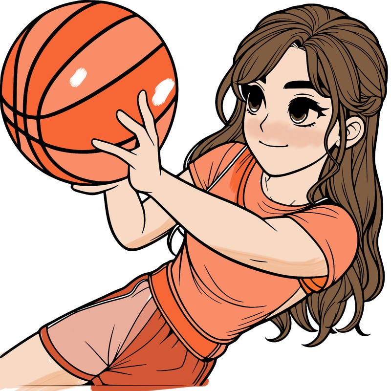 realistic girl playing basketball