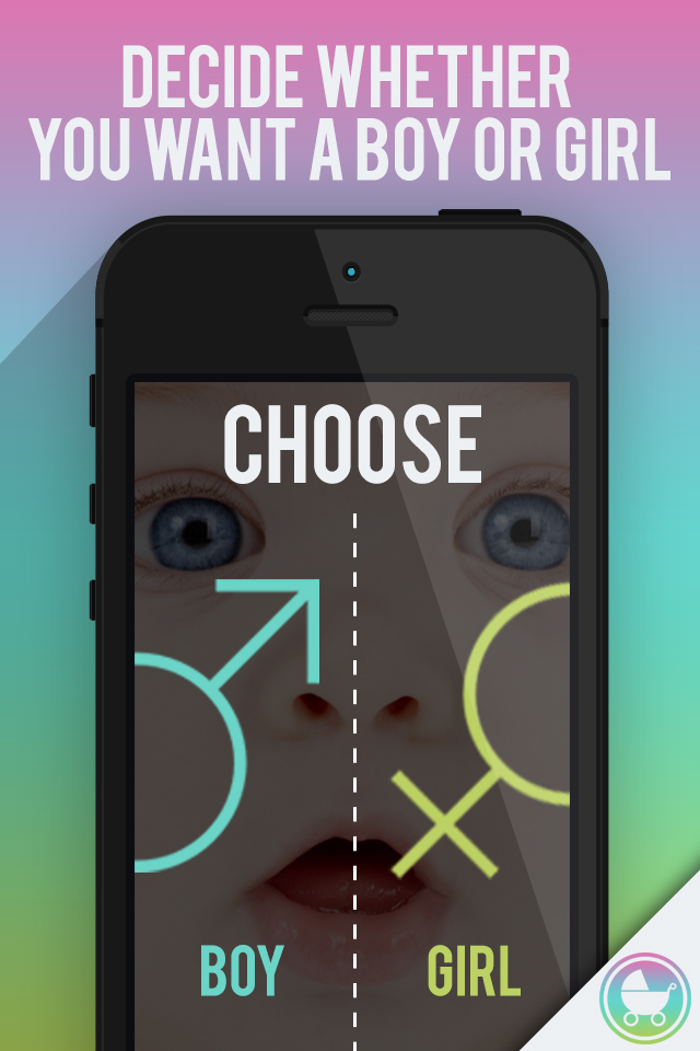 Baby Maker - See Your Future Child, Mix Mom & Dad Faces, and Make Beautiful Babies - Interface of the Baby Maker app showing a screen to choose between a boy or a girl gender for the generated baby