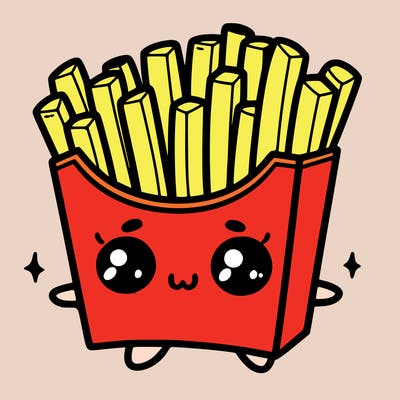 a cute. french fries
