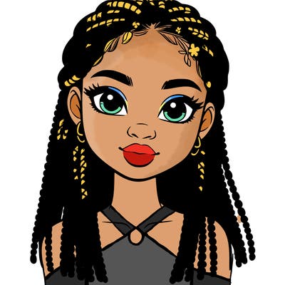 a realistic black girl with braids