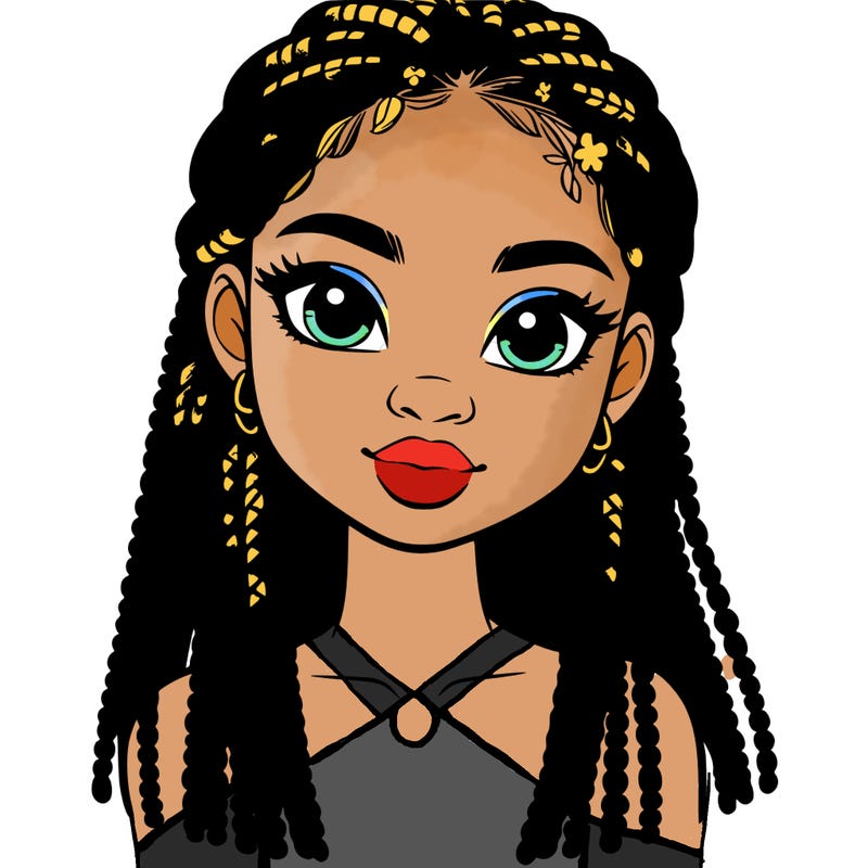 a realistic black girl with braids