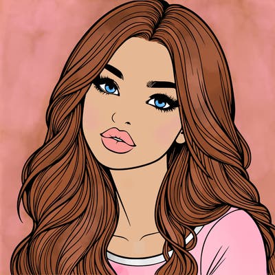 realistic girl with hair on her hair and lips