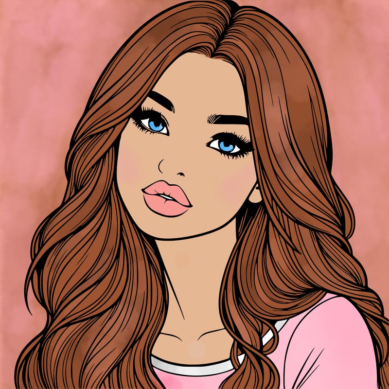realistic girl with hair on her hair and lips