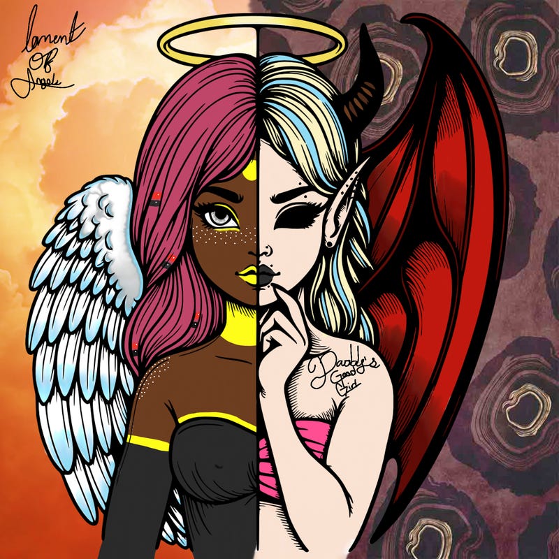 realistic angel half demon