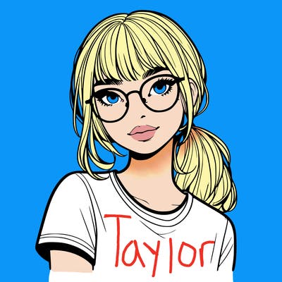 realistic girl with freckles and clear glasses