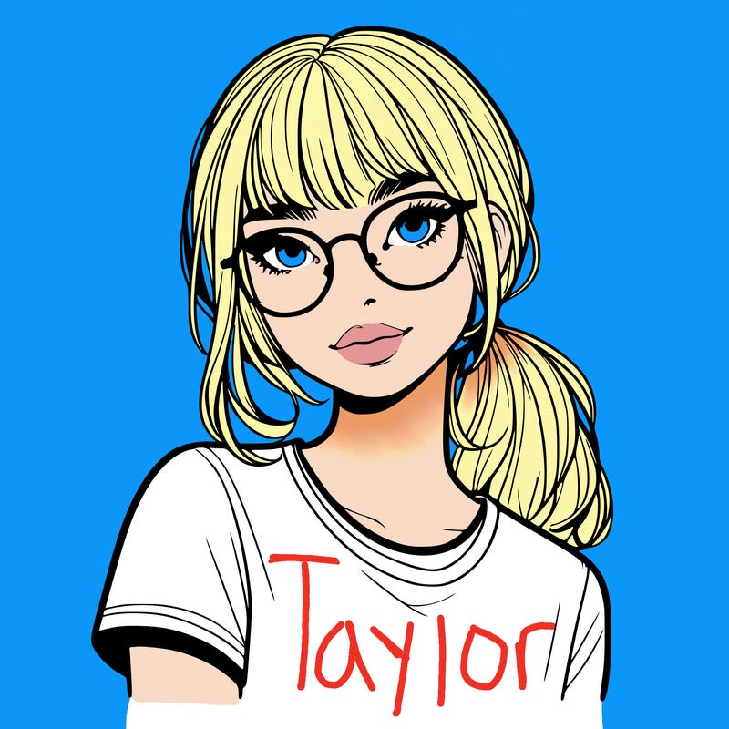 realistic girl with freckles and clear glasses