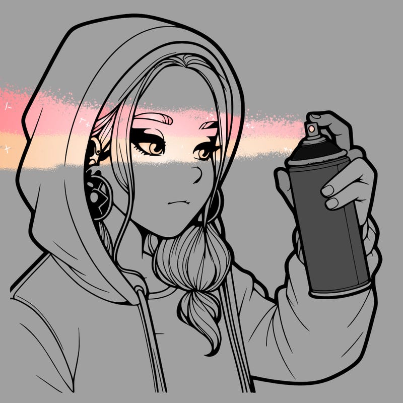 a realistic girl, spray painting