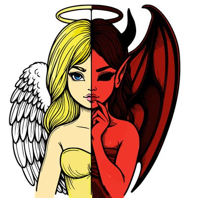 realistic angel half demon